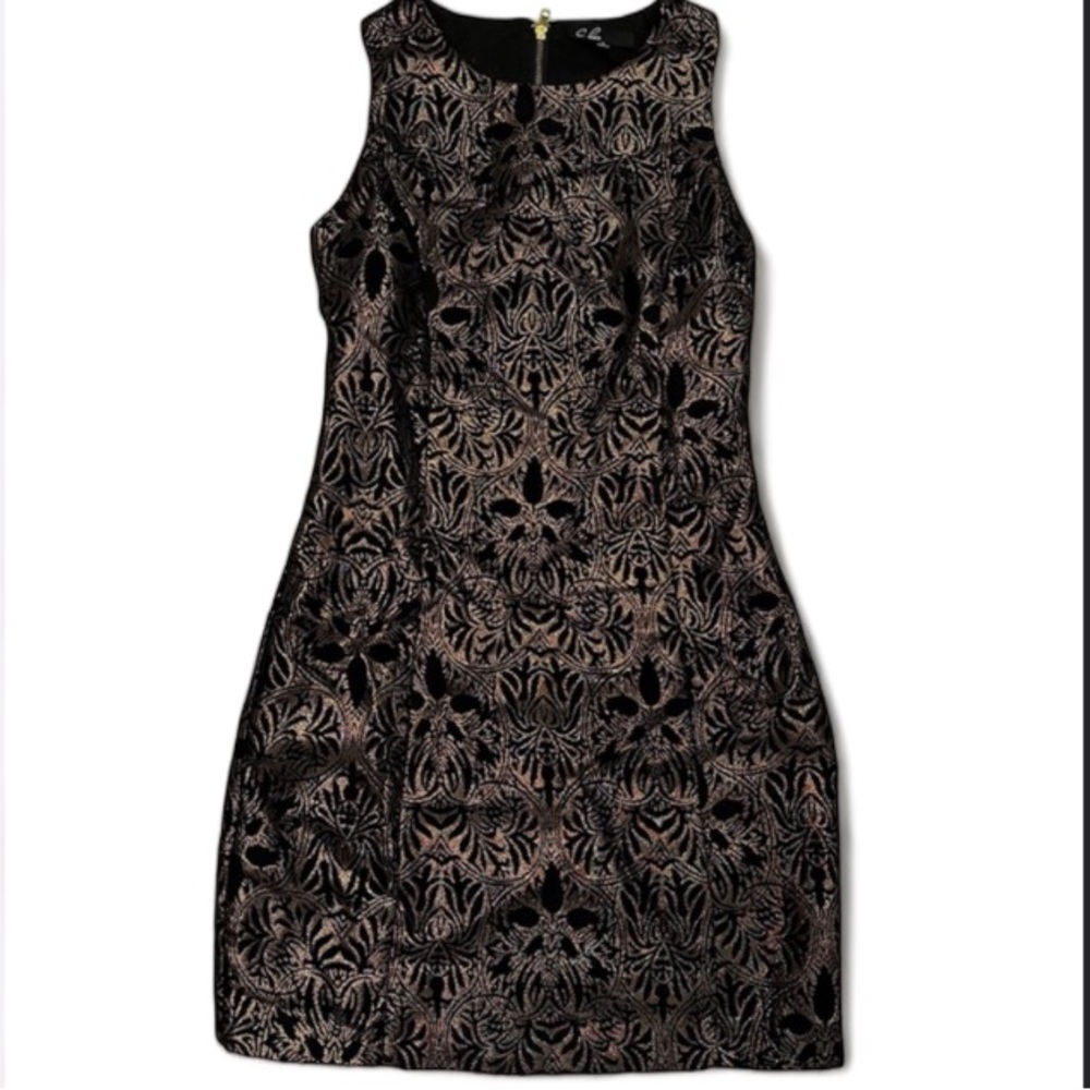 C. Luce Metallic Sleeveless Dress | Zipper on Back | Scoop Neck Ladies Size S